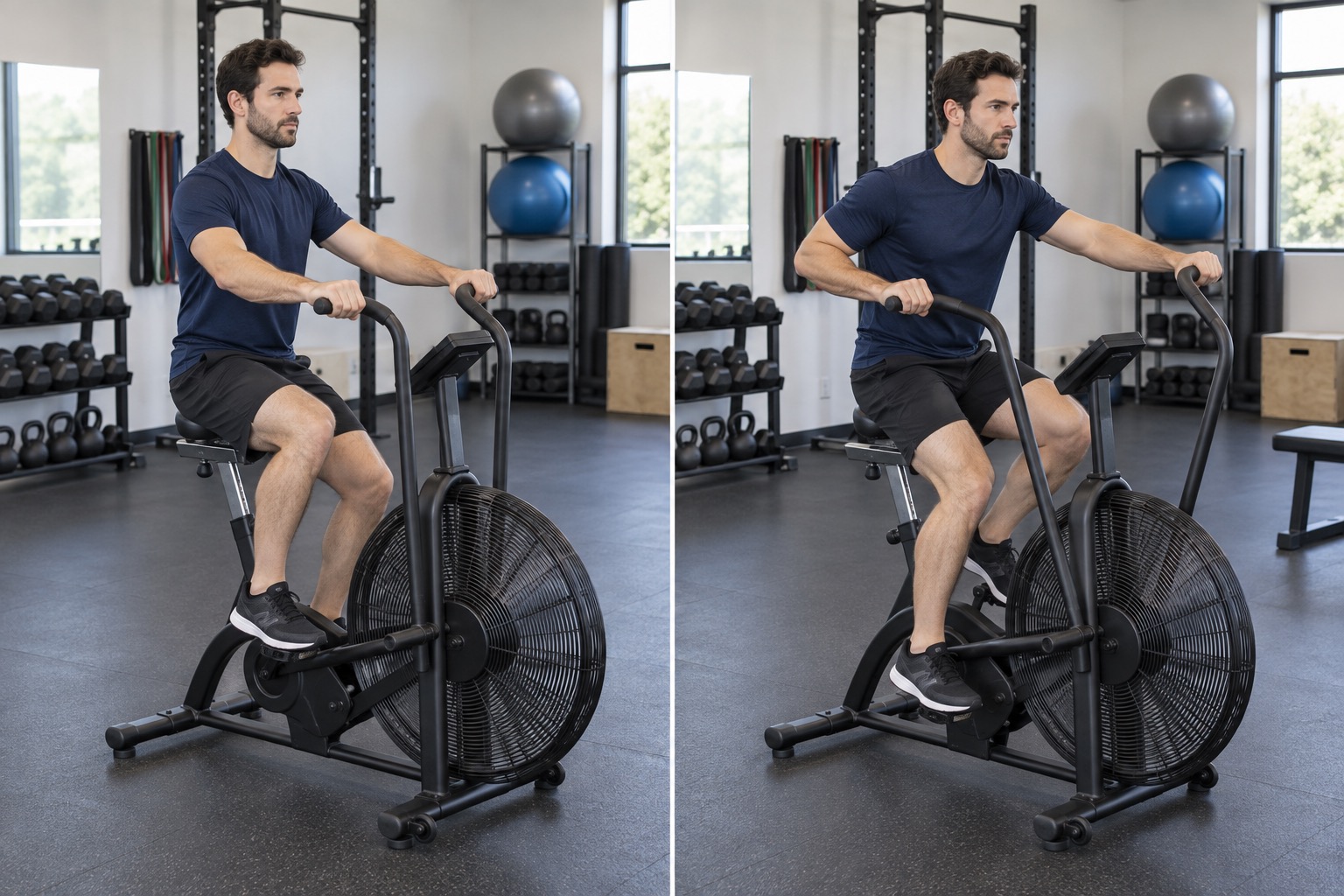 Air Bike Interval: start and finish positions