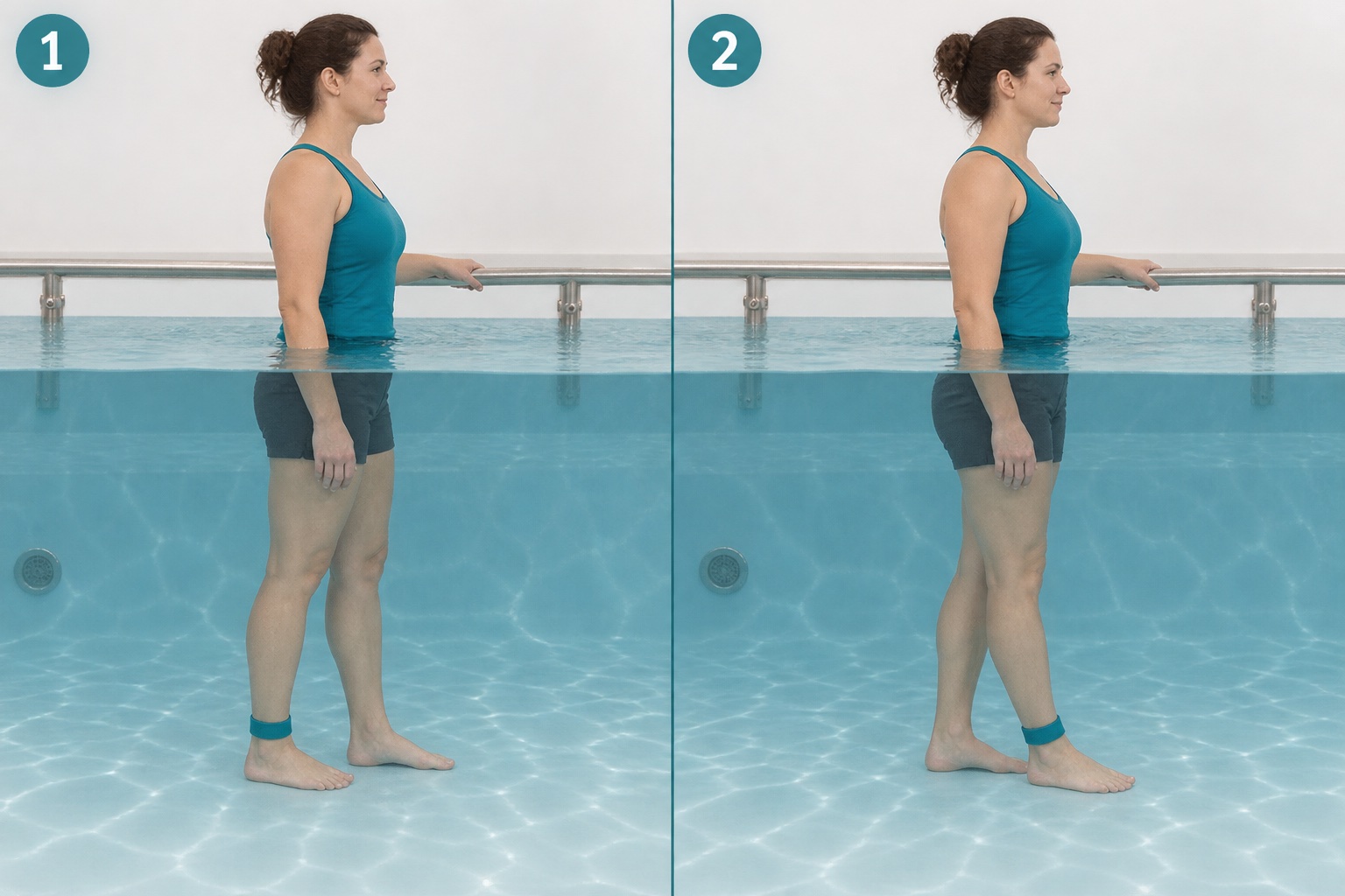 Aquatic Tandem Stance: start and finish positions