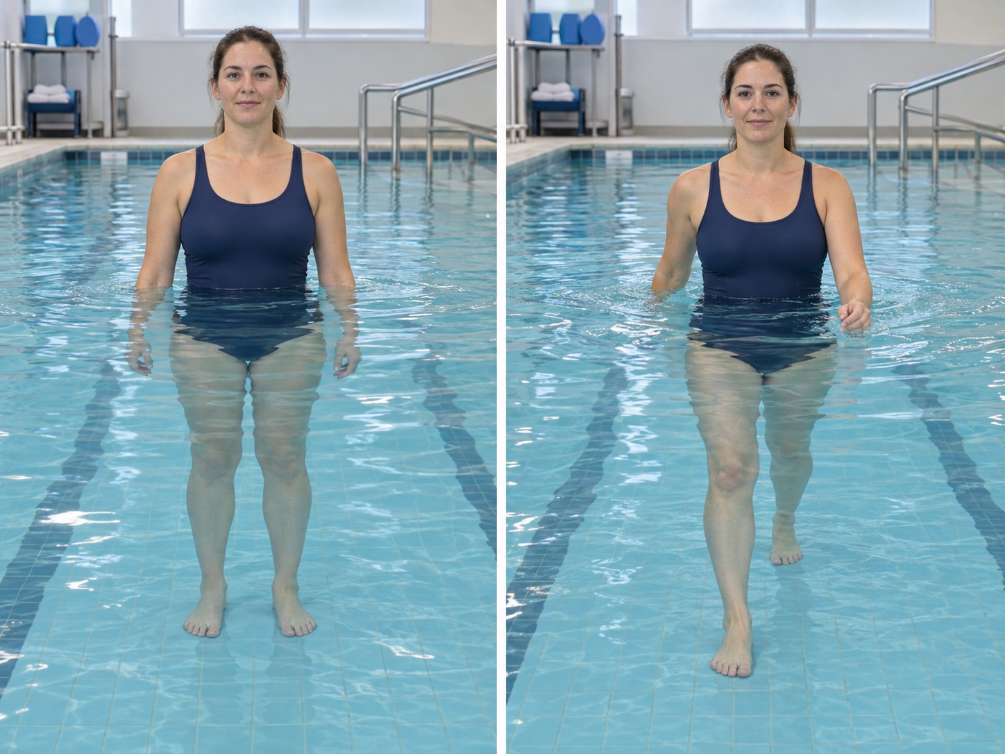 Aquatic Walking: start and finish positions