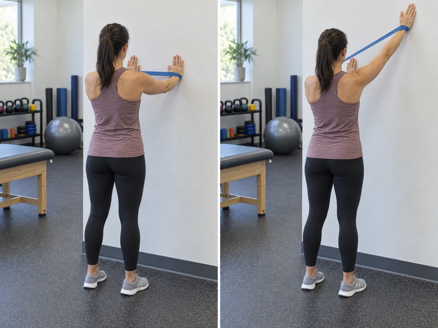 Resistance-Band Wall Clock: start and finish positions