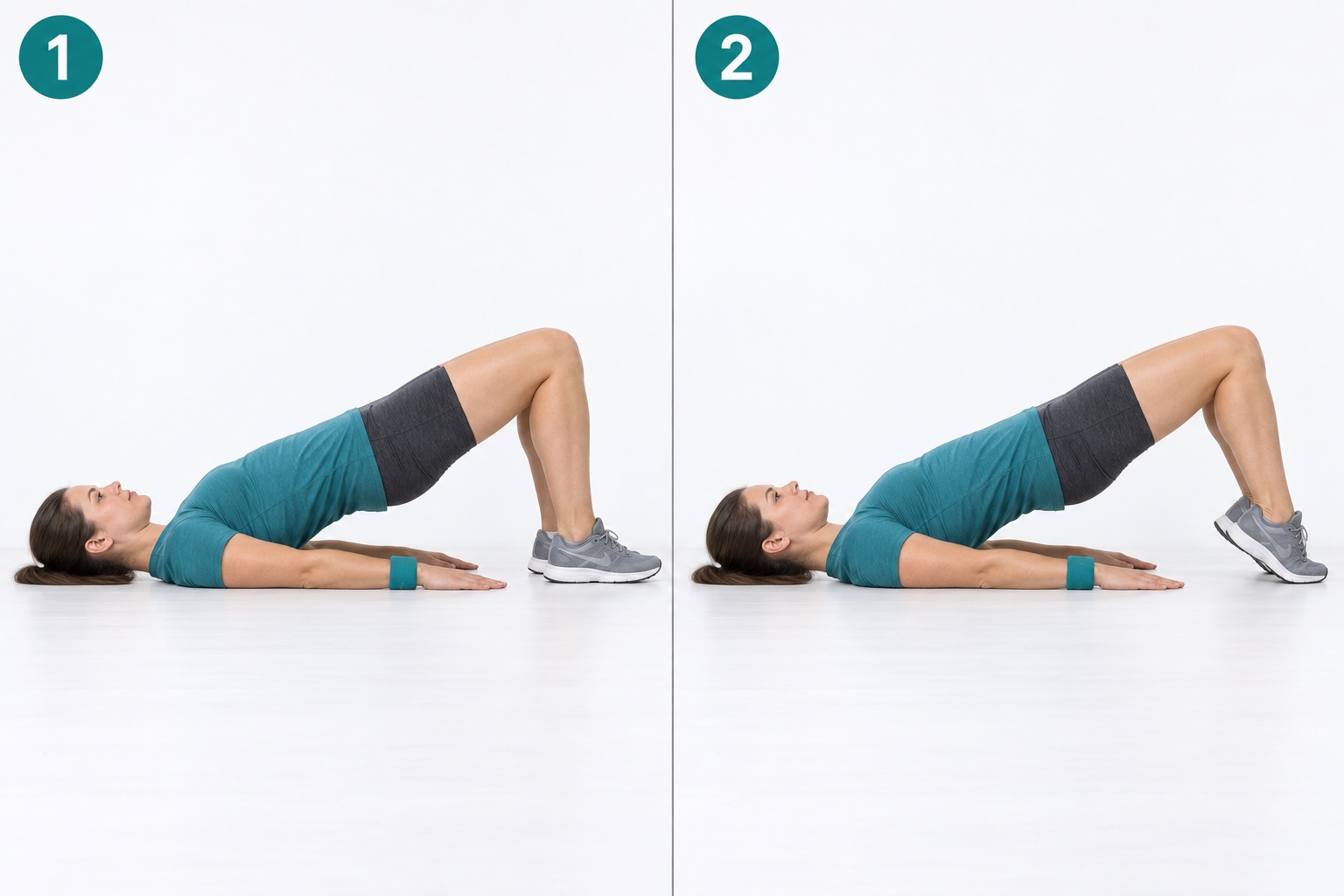 Bridge With Heel Raise: start and finish positions