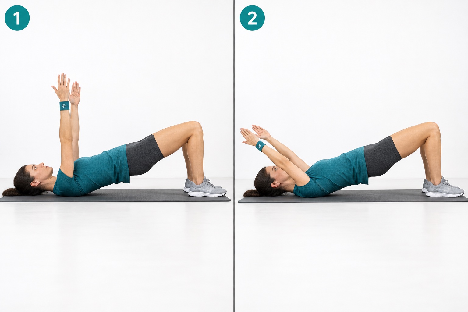 Bridge With Overhead Arm Reach: start and finish positions