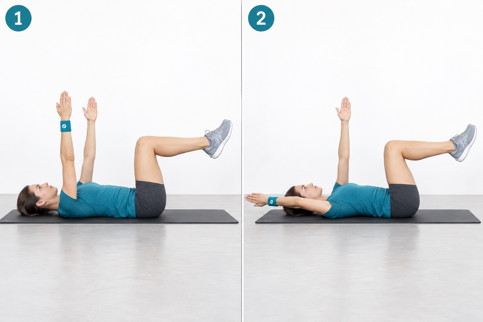 Dead Bug Arms Only: start and finish positions