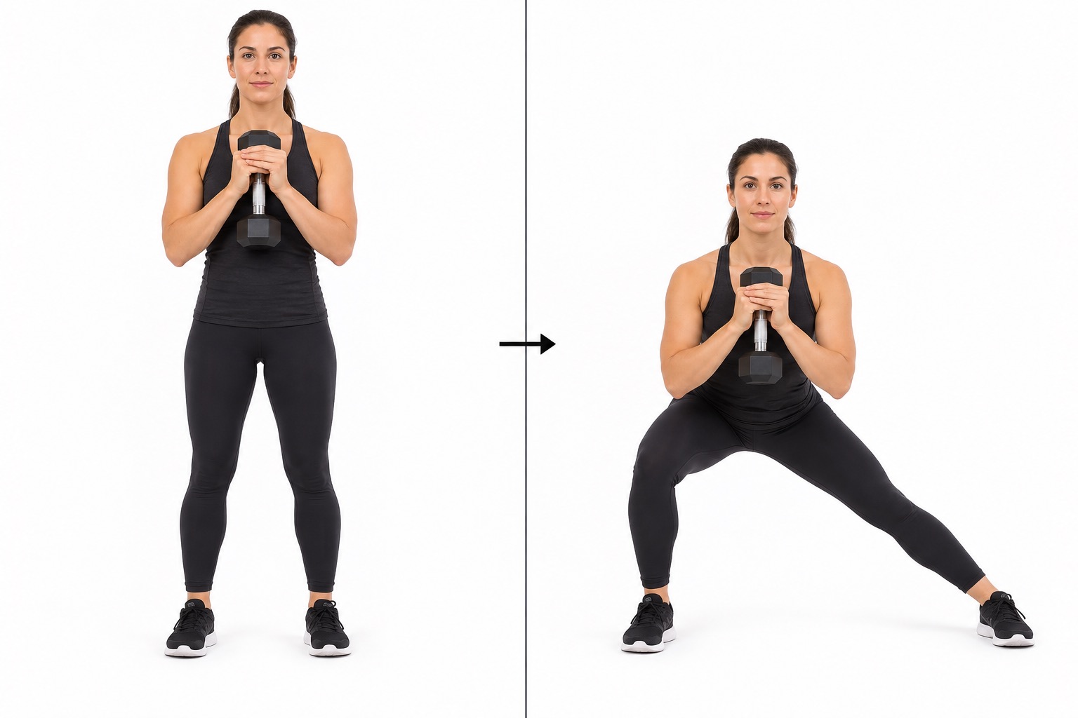Dumbbell Lateral Lunge: start and finish positions