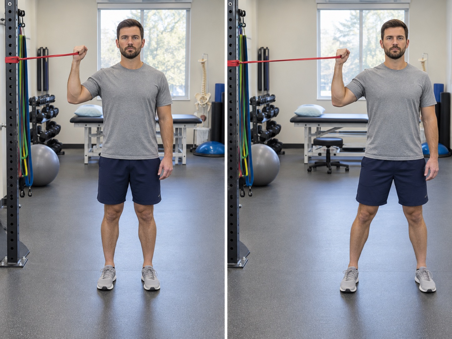 External Rotation Walkout at 90-Degree Abduction: start and finish positions