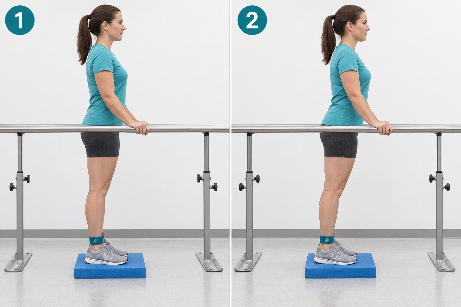 Foam Stance Heel To Toe Shift: start and finish positions