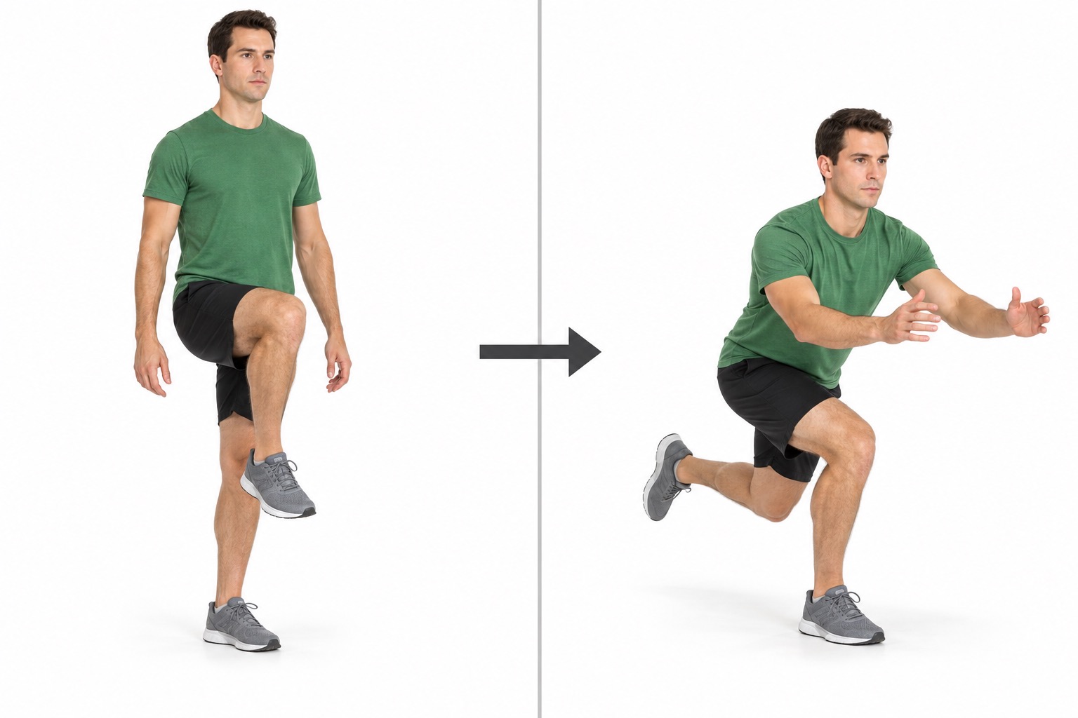 Forward Hop To Stick V2: start and finish positions