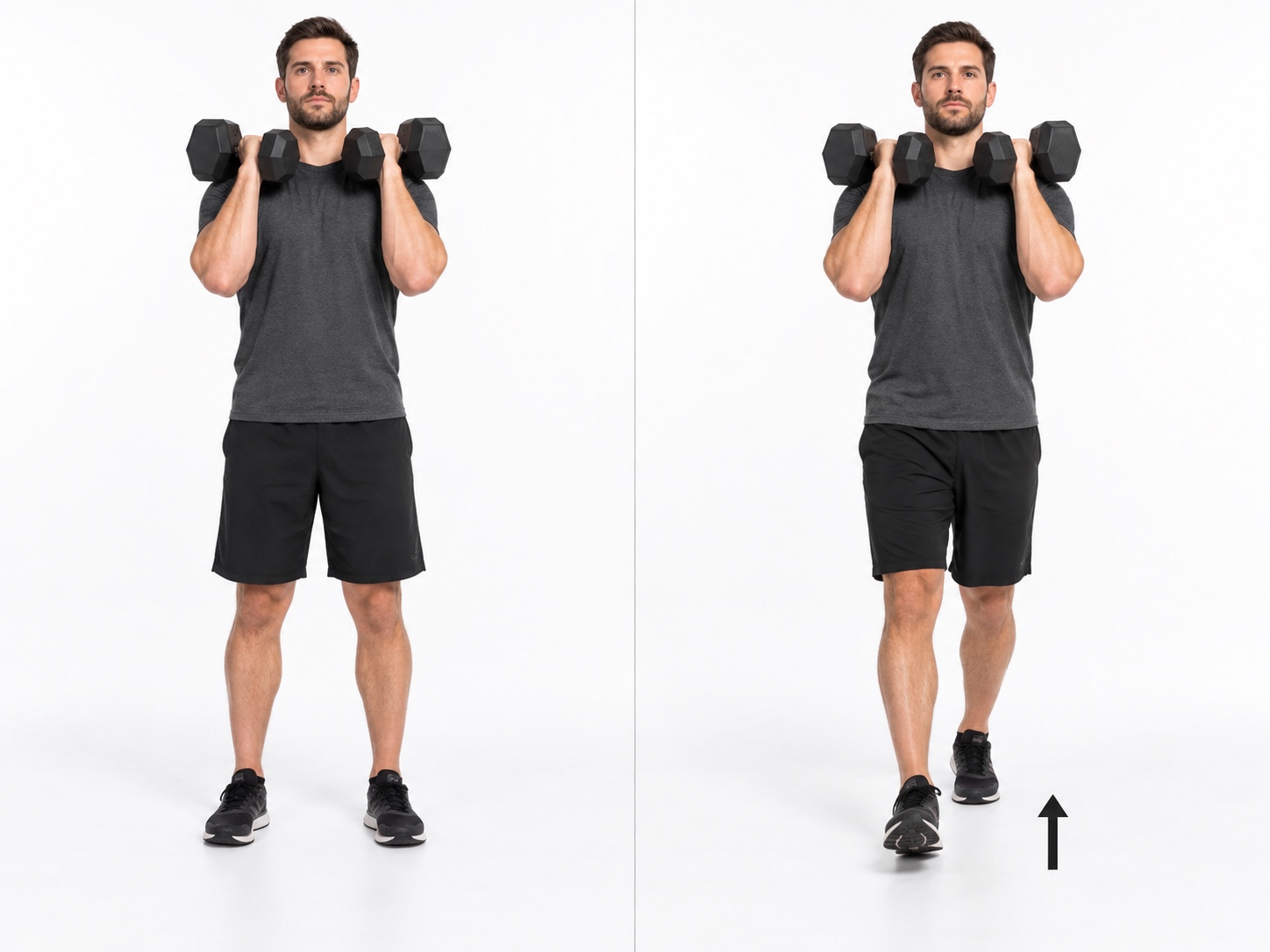 Front Rack Carry: start and finish positions