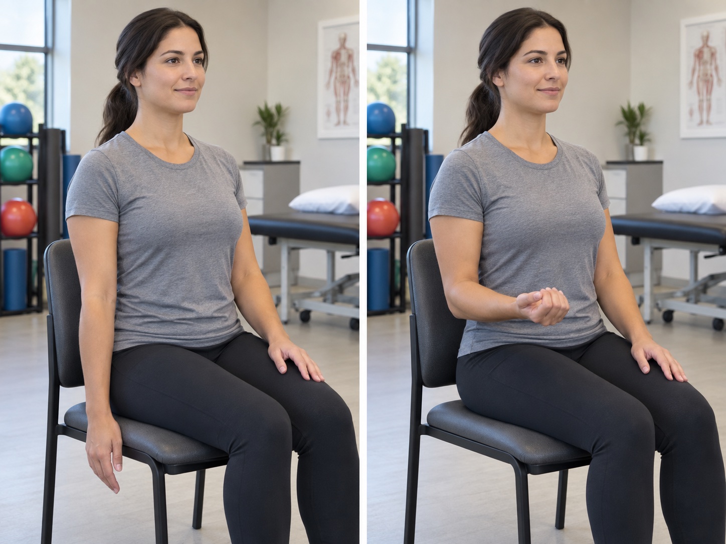 Gentle Active Elbow Flexion: start and finish positions