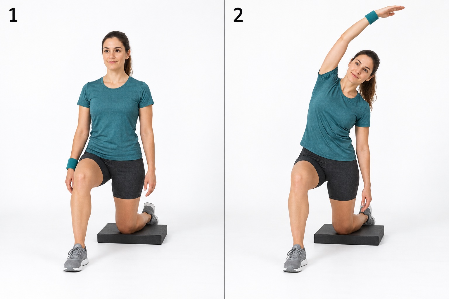 Half Kneeling Lateral Reach: start and finish positions