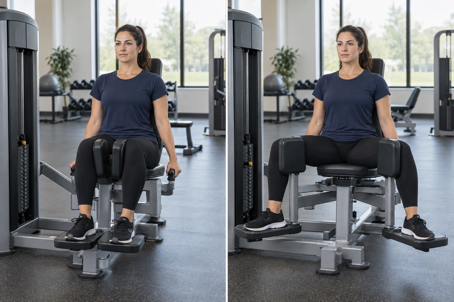 Hip Abductor Machine: start and finish positions
