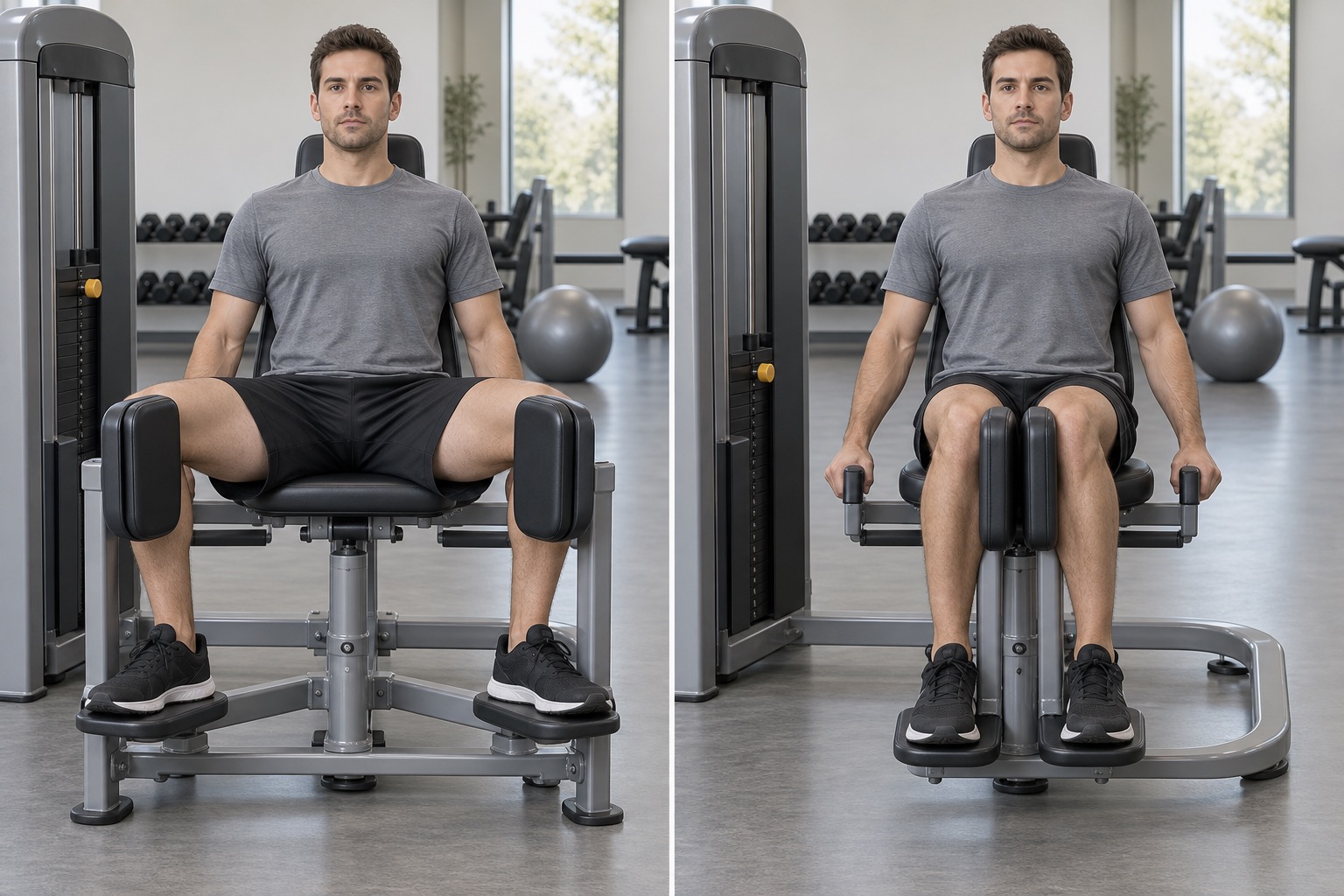 Hip Adductor Machine: start and finish positions