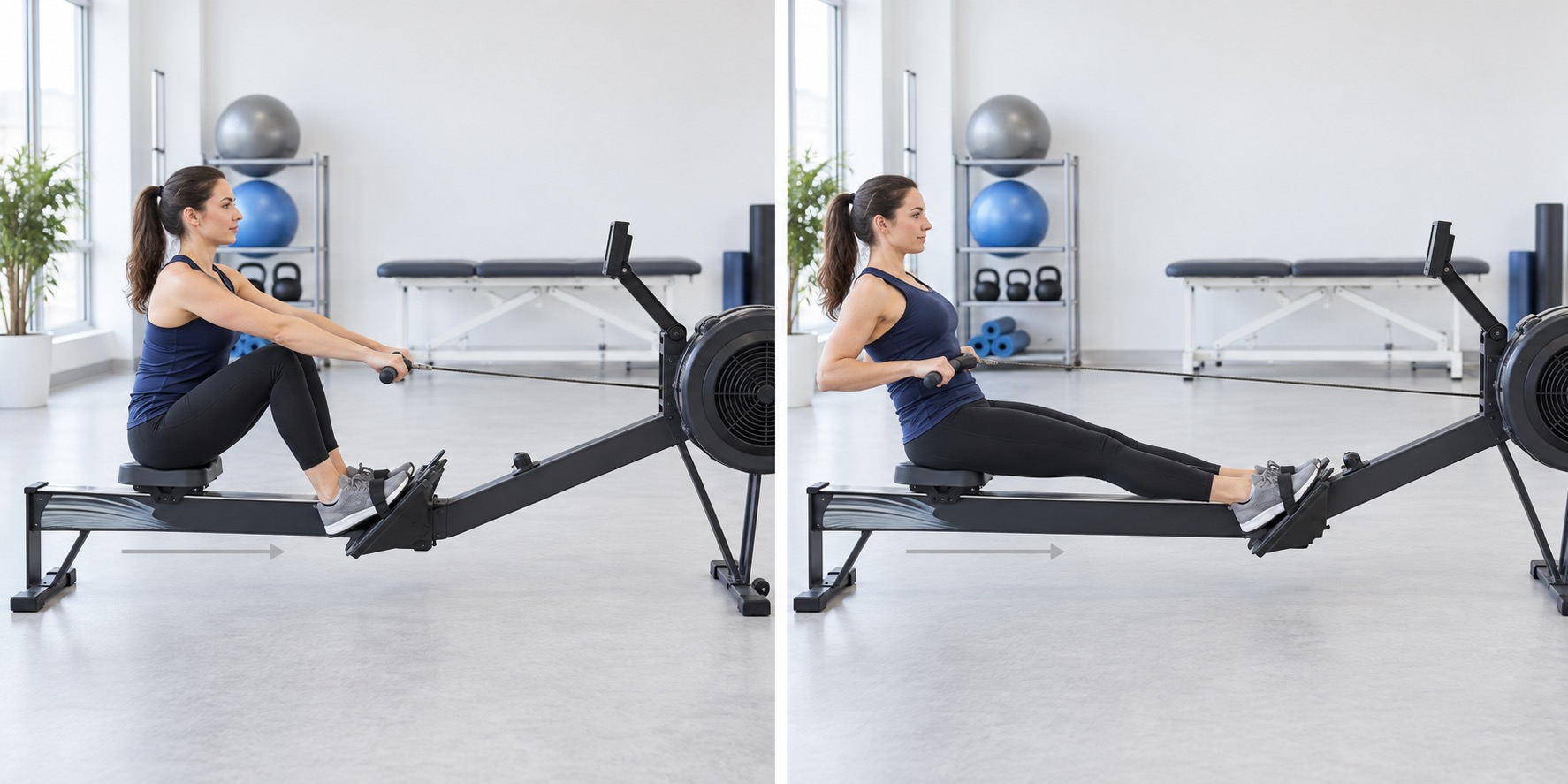 Indoor Rowing Machine Training: start and finish positions