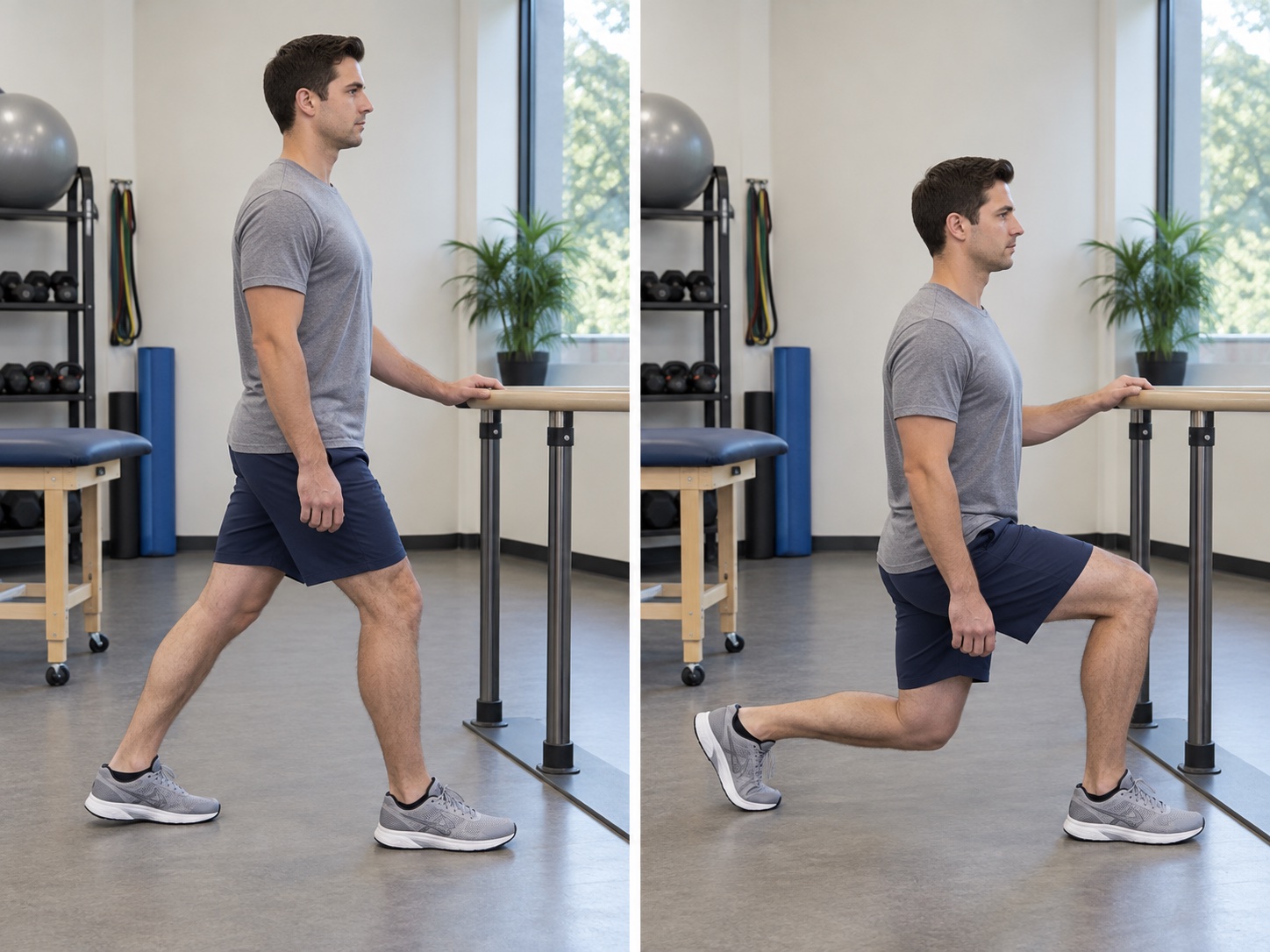 Mid-Range Isometric Split Squat: start and finish positions