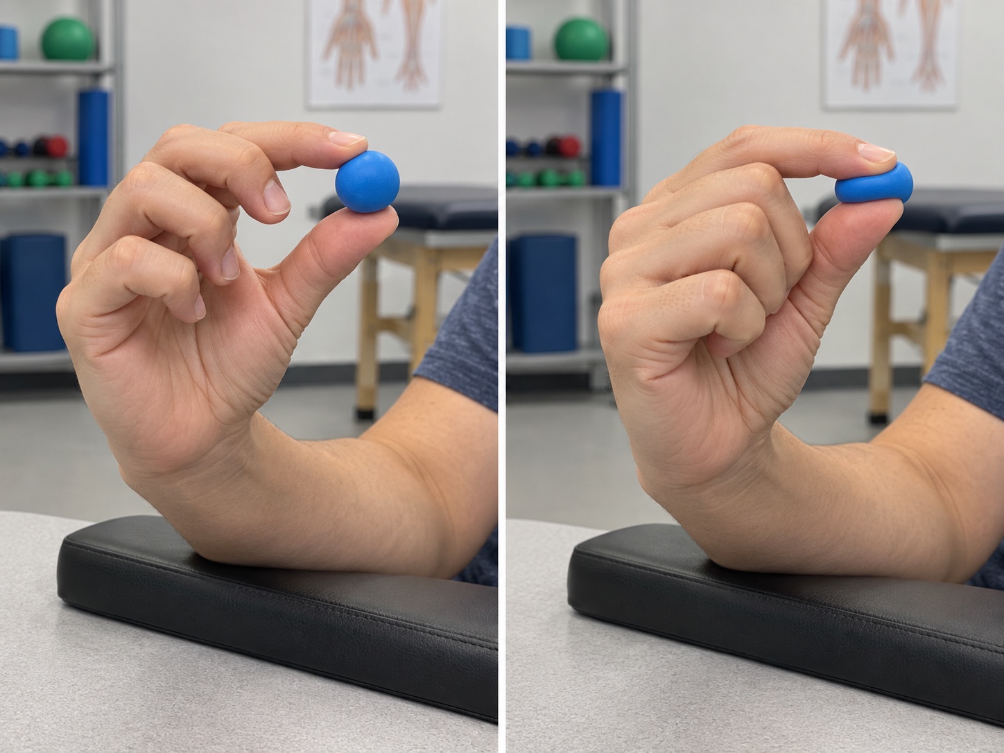 Isometric Tip Pinch with Putty: start and finish positions