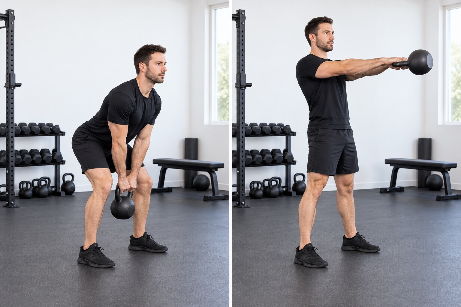 Kettlebell Swing: start and finish positions