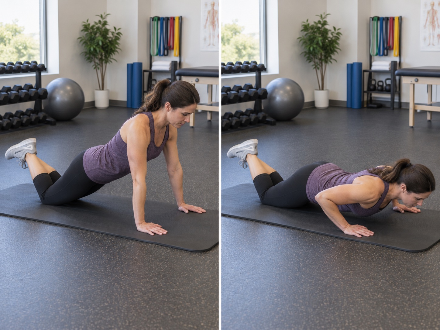Kneeling Push-Up: start and finish positions