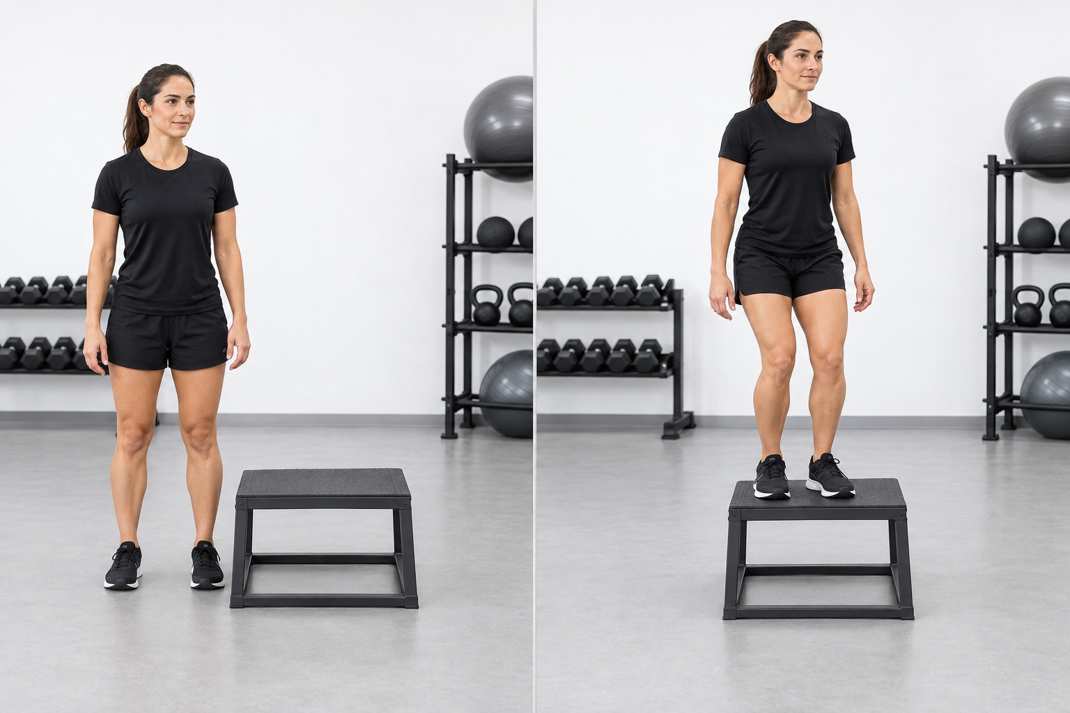 Lateral Box Step Over: start and finish positions