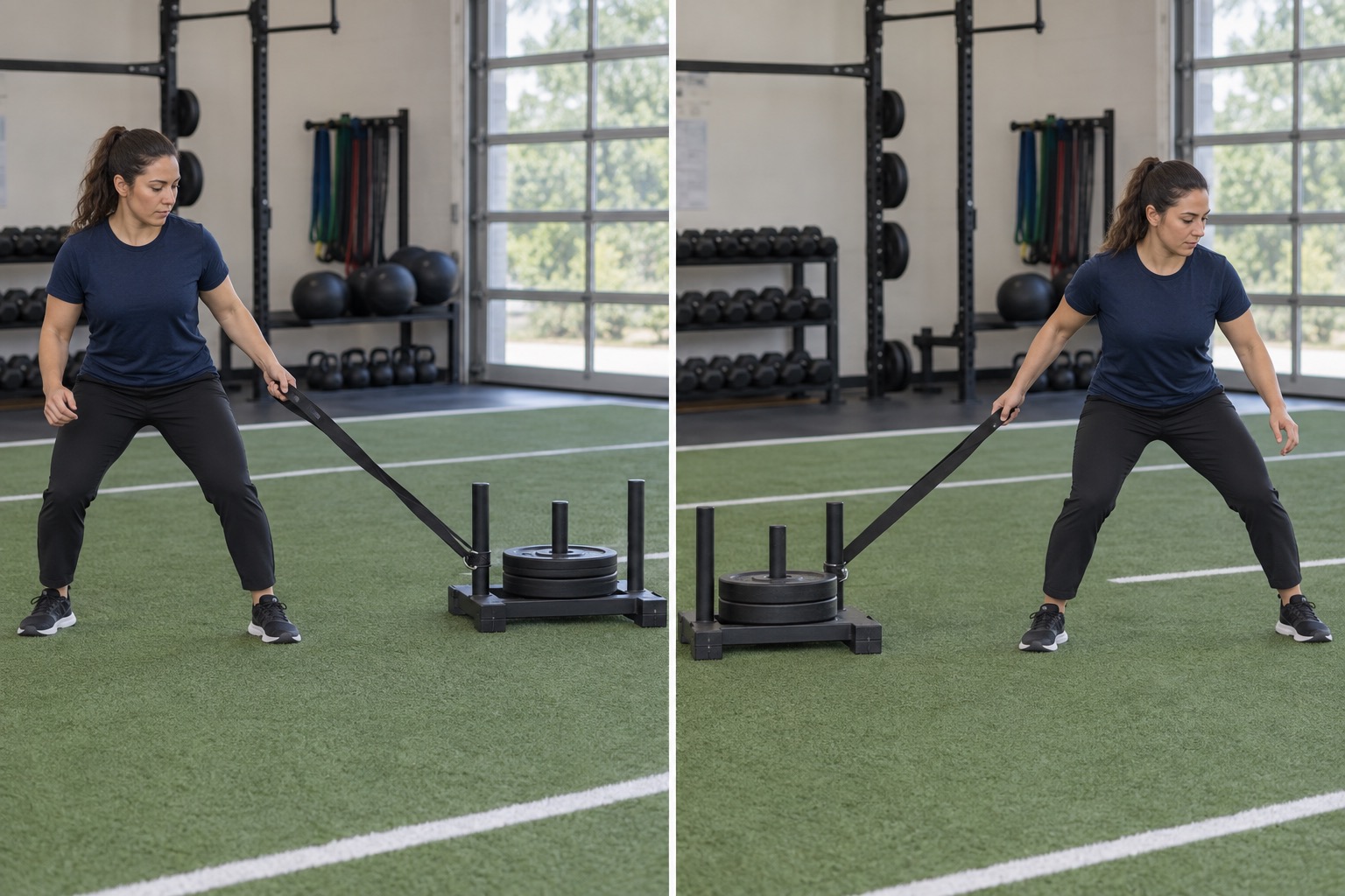 Lateral Sled Drag: start and finish positions