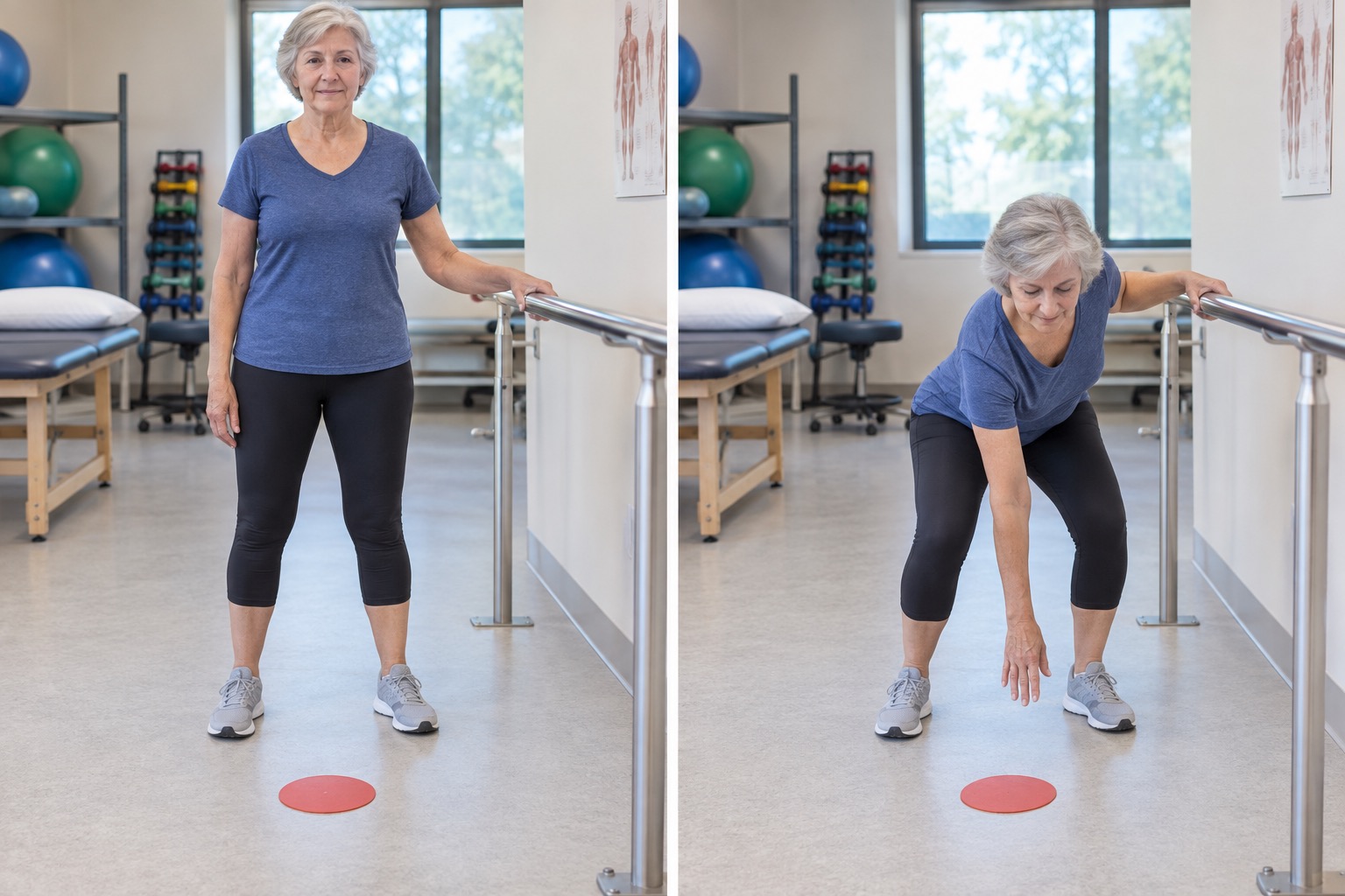 Lateral Step Down Low Step: start and finish positions