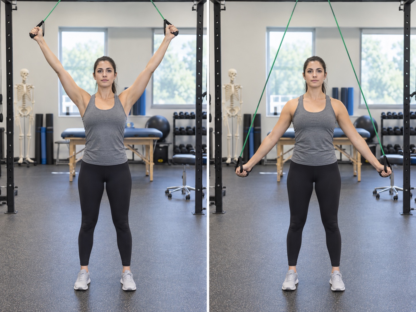 Lower-Trapezius Band Pulldown: start and finish positions