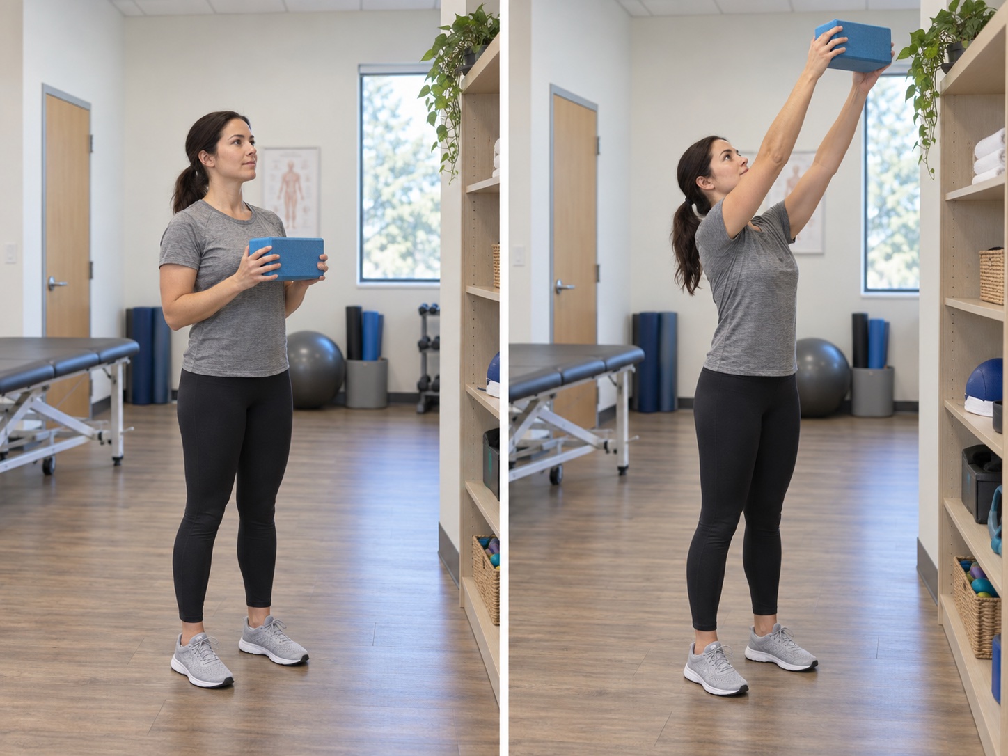 Progressive Overhead Reach with Light Object: start and finish positions