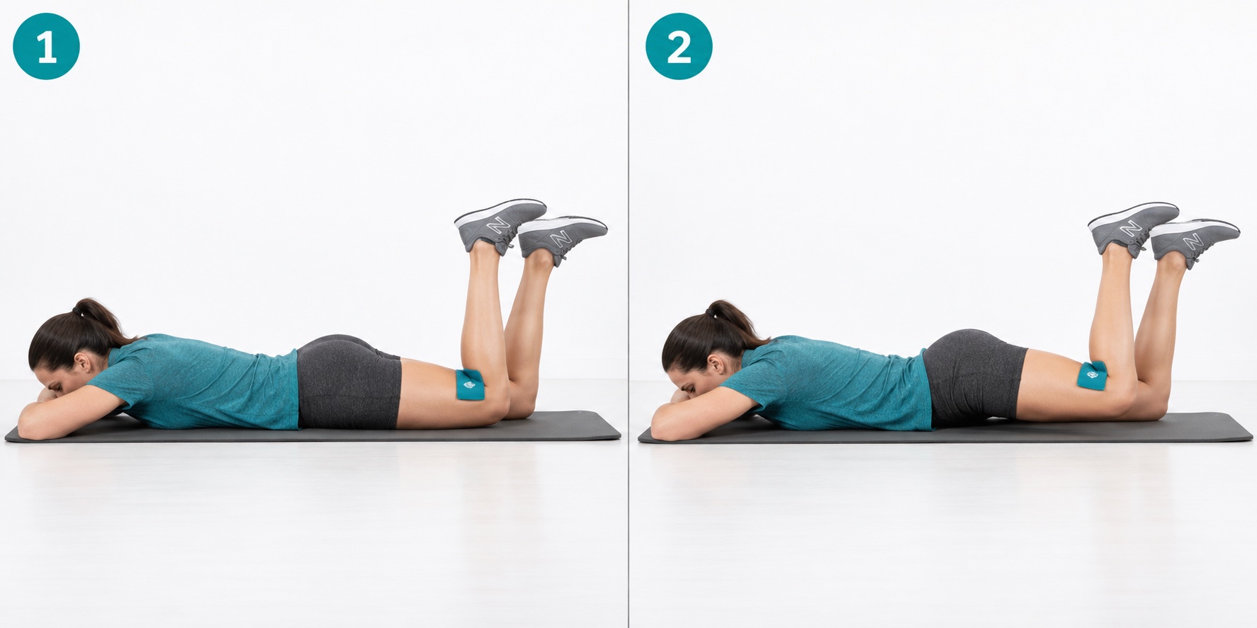 Prone Alternating Knee Lift: start and finish positions