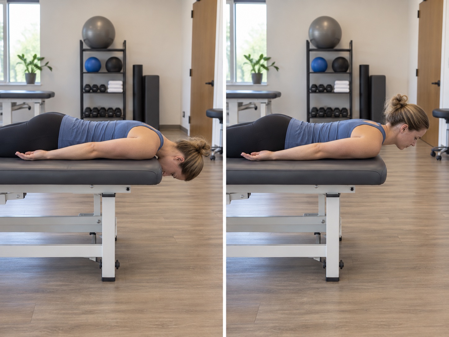 Prone Cervical Extension to Neutral: start and finish positions