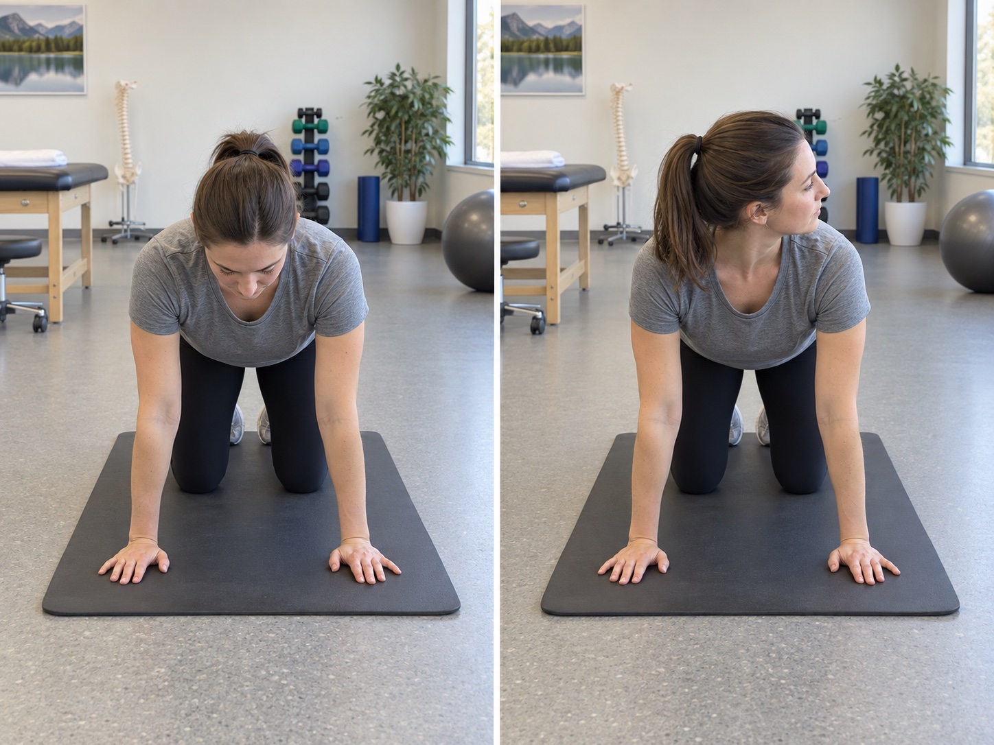 Quadruped Cervical Rotation: start and finish positions