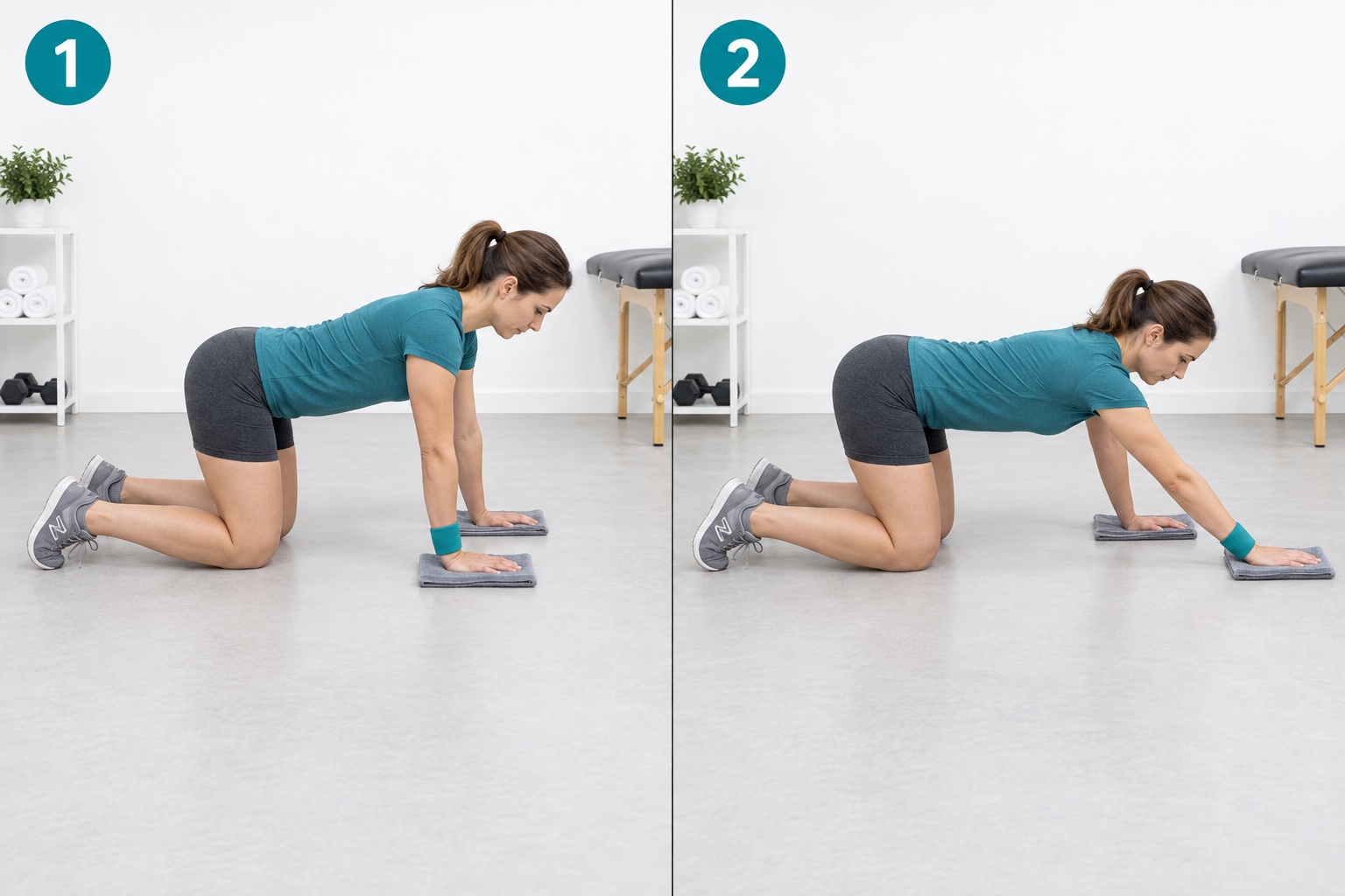 Quadruped Hand Slide Forward: start and finish positions