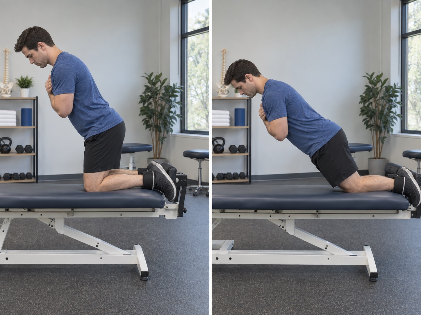Razor Hamstring Curl: start and finish positions