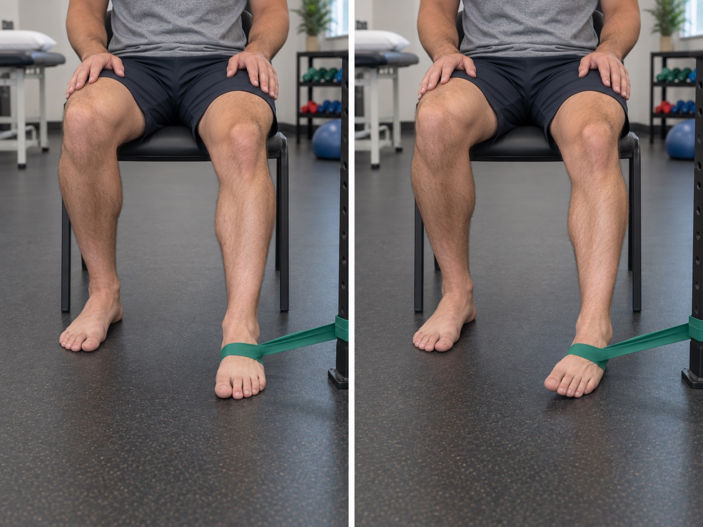 Resisted Ankle Inversion — Eccentric Focus: start and finish positions