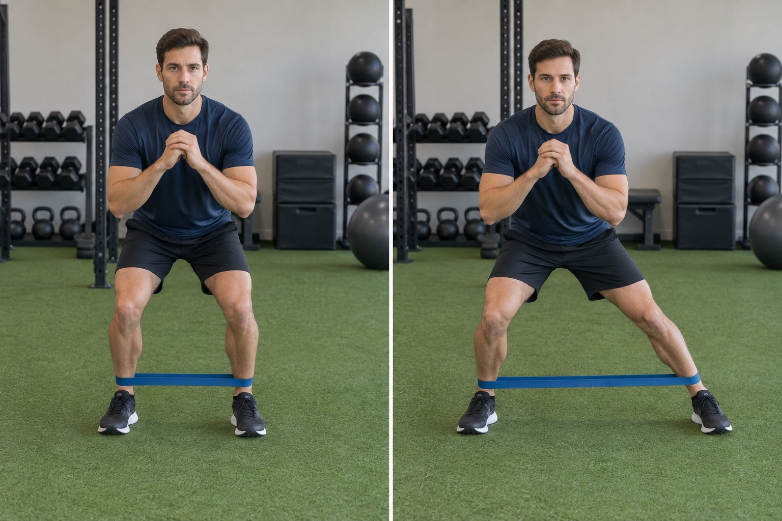 Resisted Lateral Walk: start and finish positions
