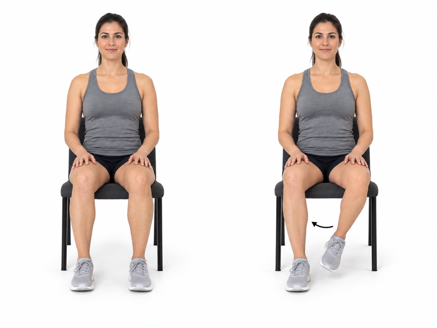 Seated Active Hip External Rotation: start and finish positions