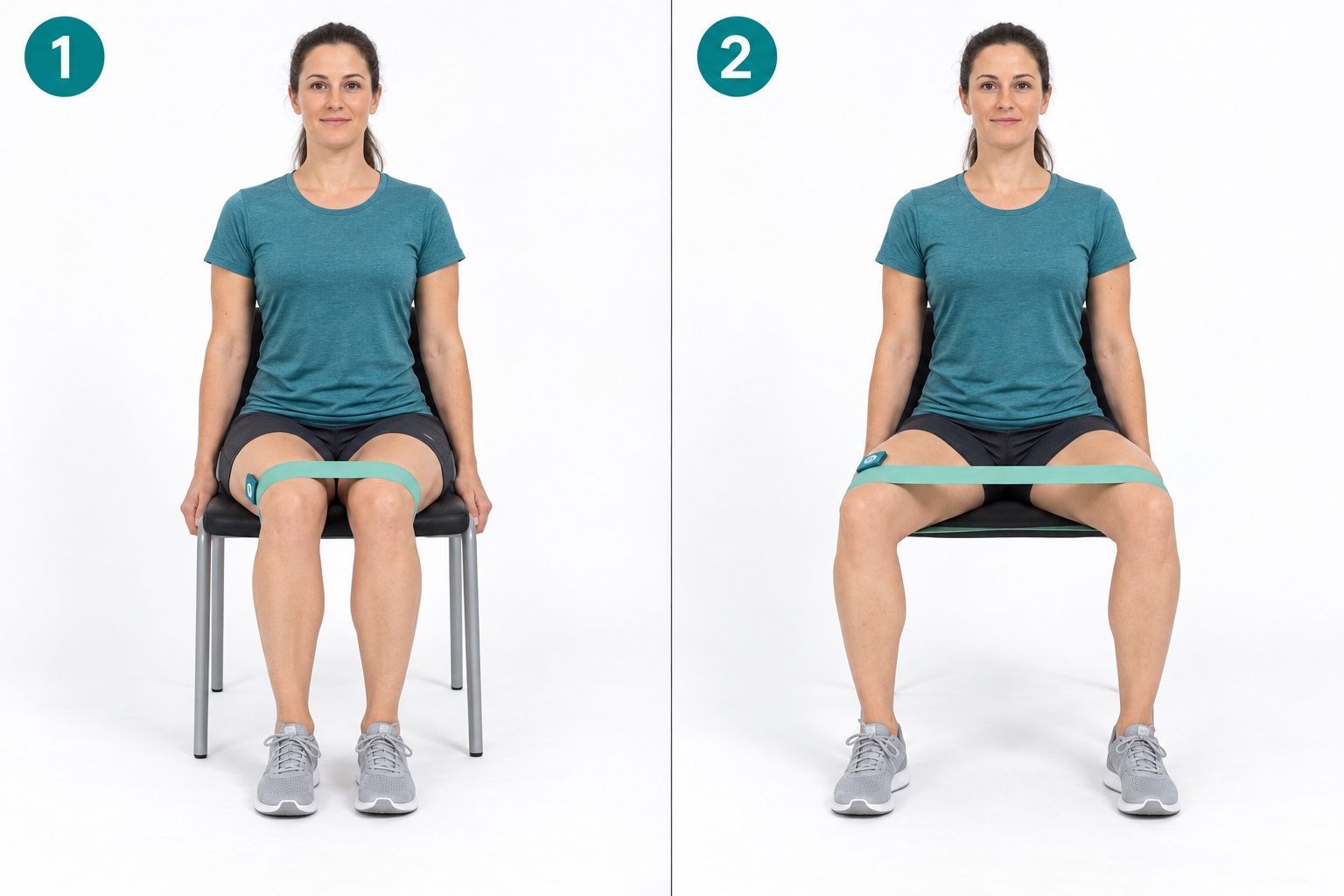 Seated Bilateral Band Abduction: start and finish positions