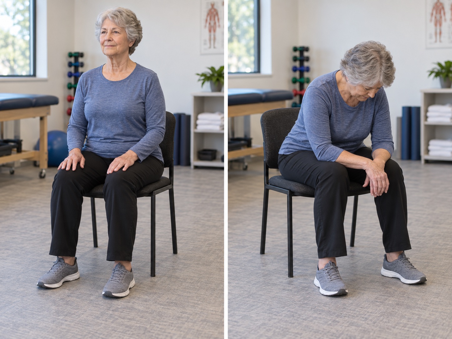 Seated Flexion-Biased Relief Position: start and finish positions