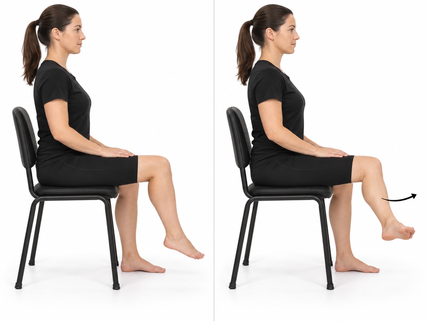 Seated Hip Internal Rotation: start and finish positions