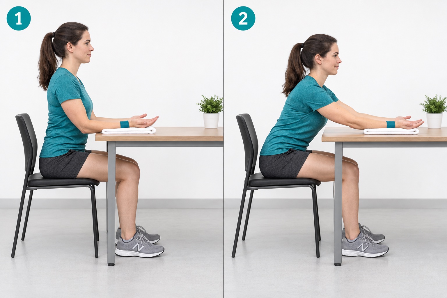 Seated Palm Up Table Slide: start and finish positions
