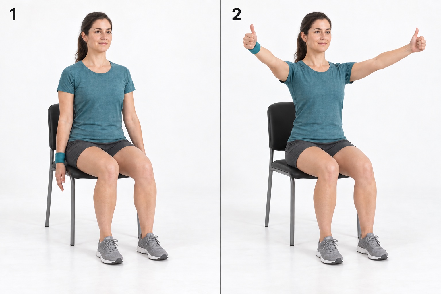 Seated Shoulder Scaption Without Weight: start and finish positions