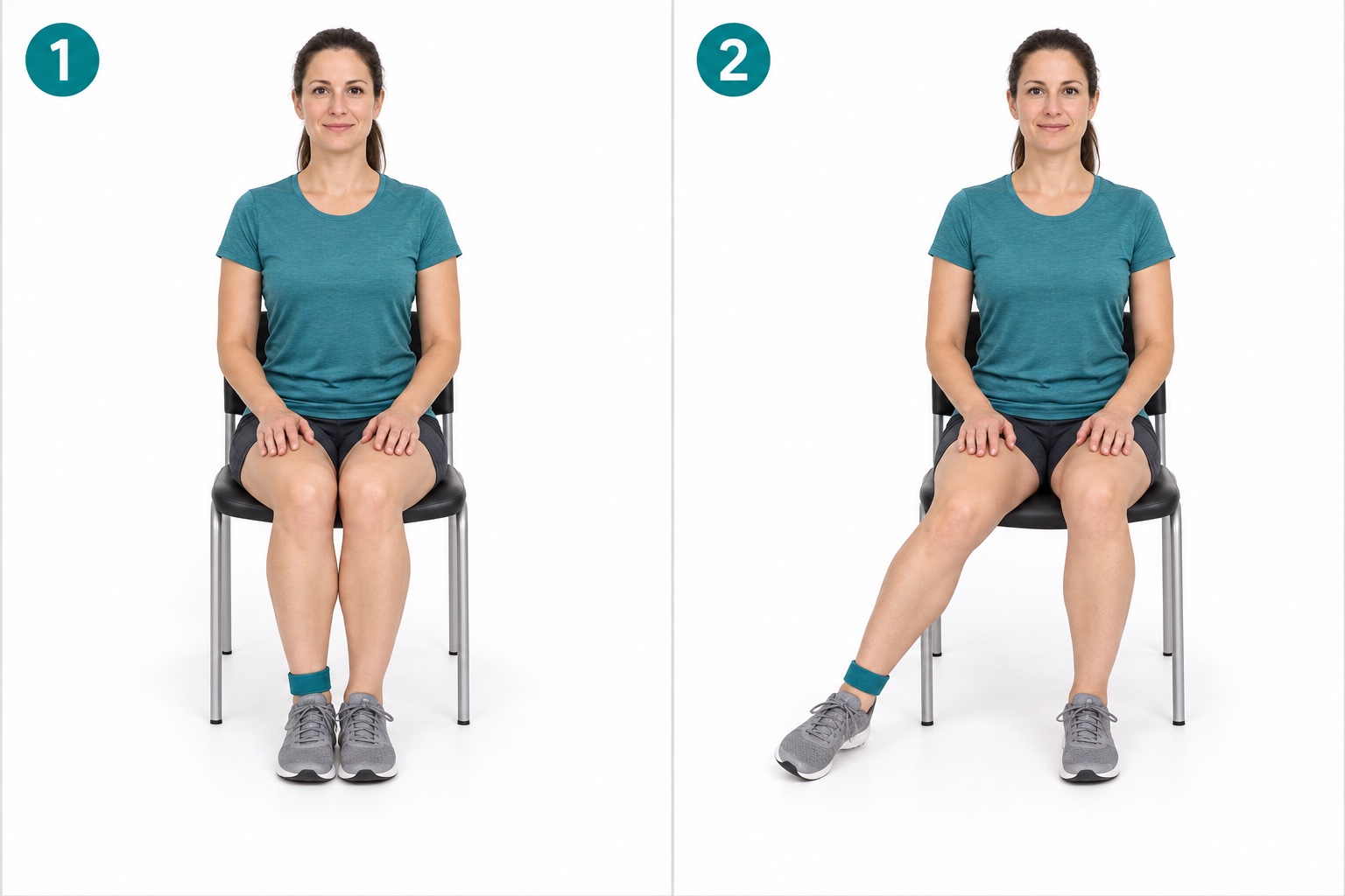 Seated Side Toe Tap: start and finish positions