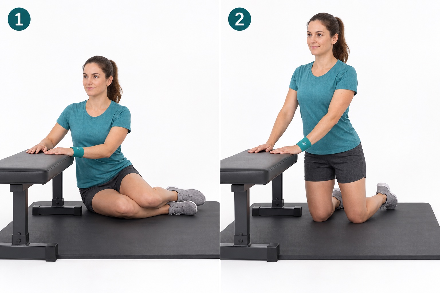 Side Sitting To Tall Kneeling: start and finish positions