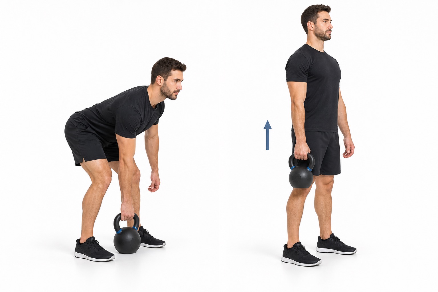 Single Arm Suitcase Deadlift: start and finish positions