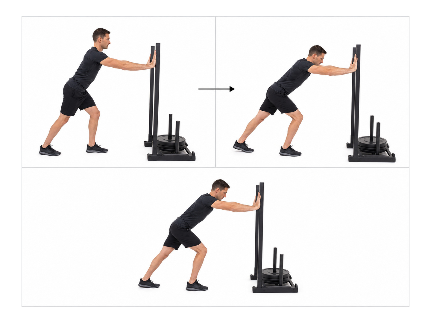 Sled Push: start and finish positions