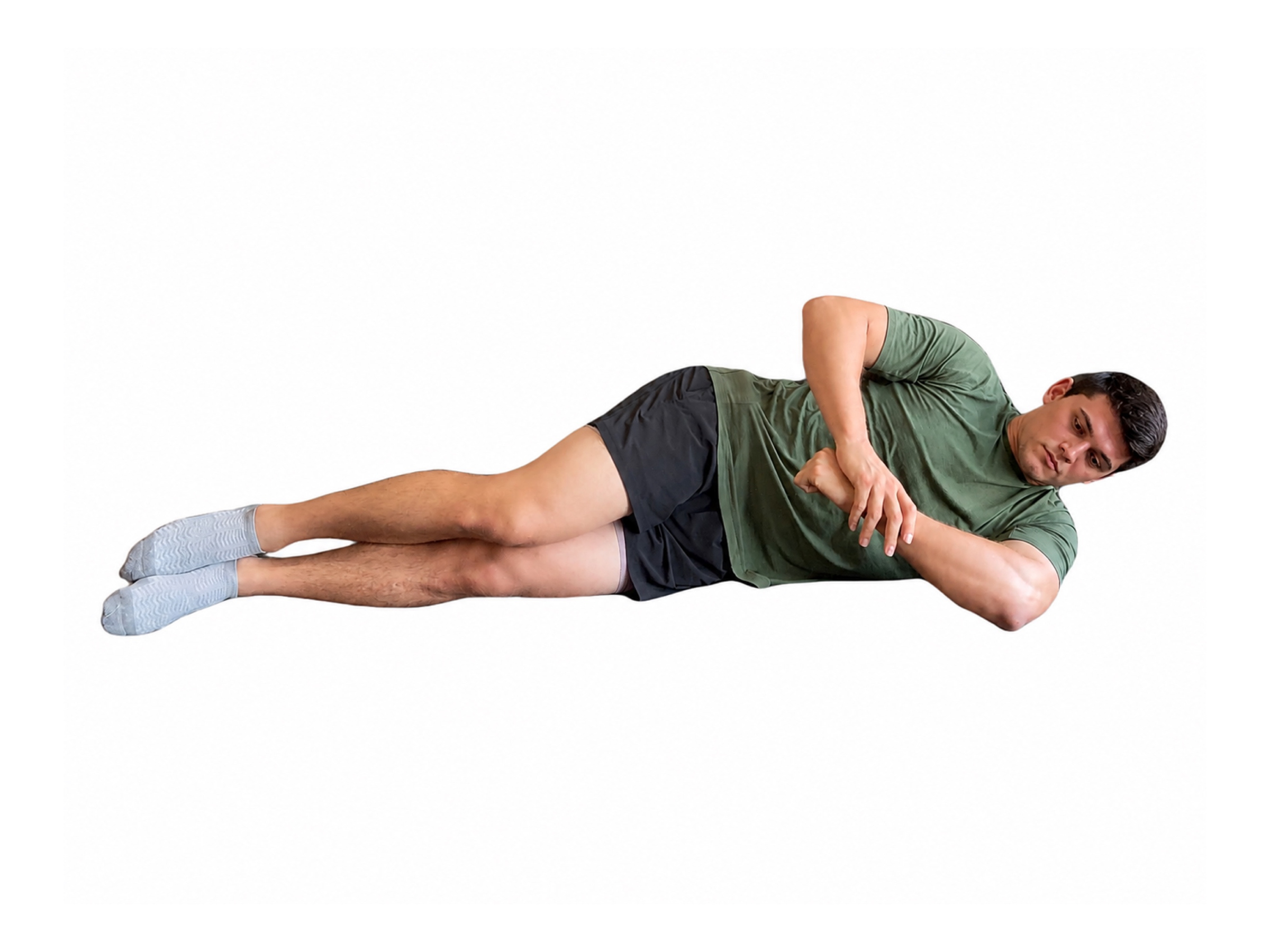 Sleeper Stretch: start and finish positions