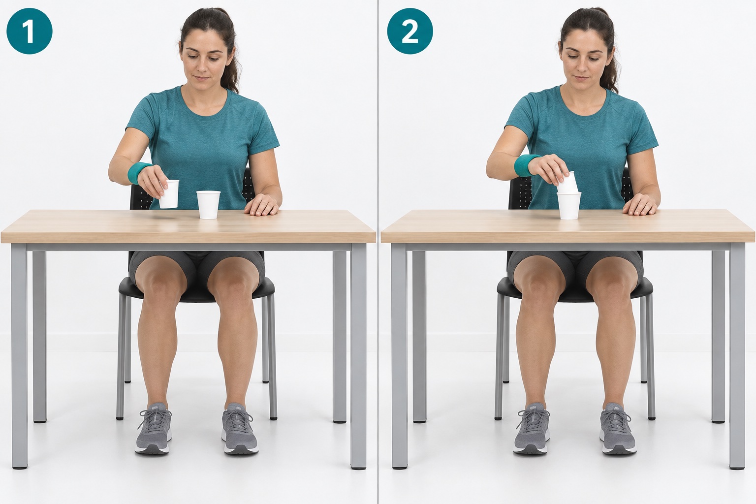 Small Cup Stacking: start and finish positions