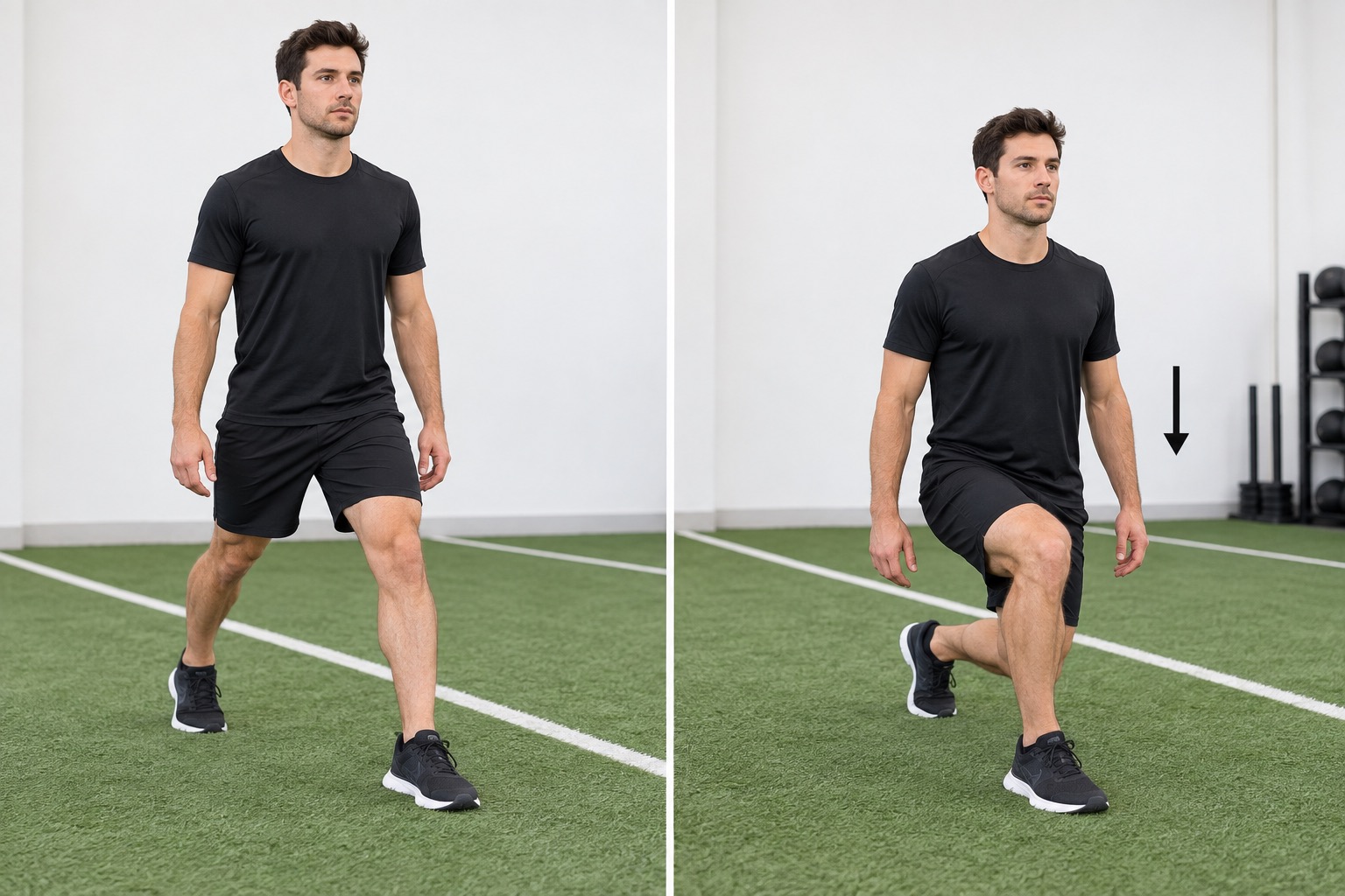 Split Jump Landing: start and finish positions