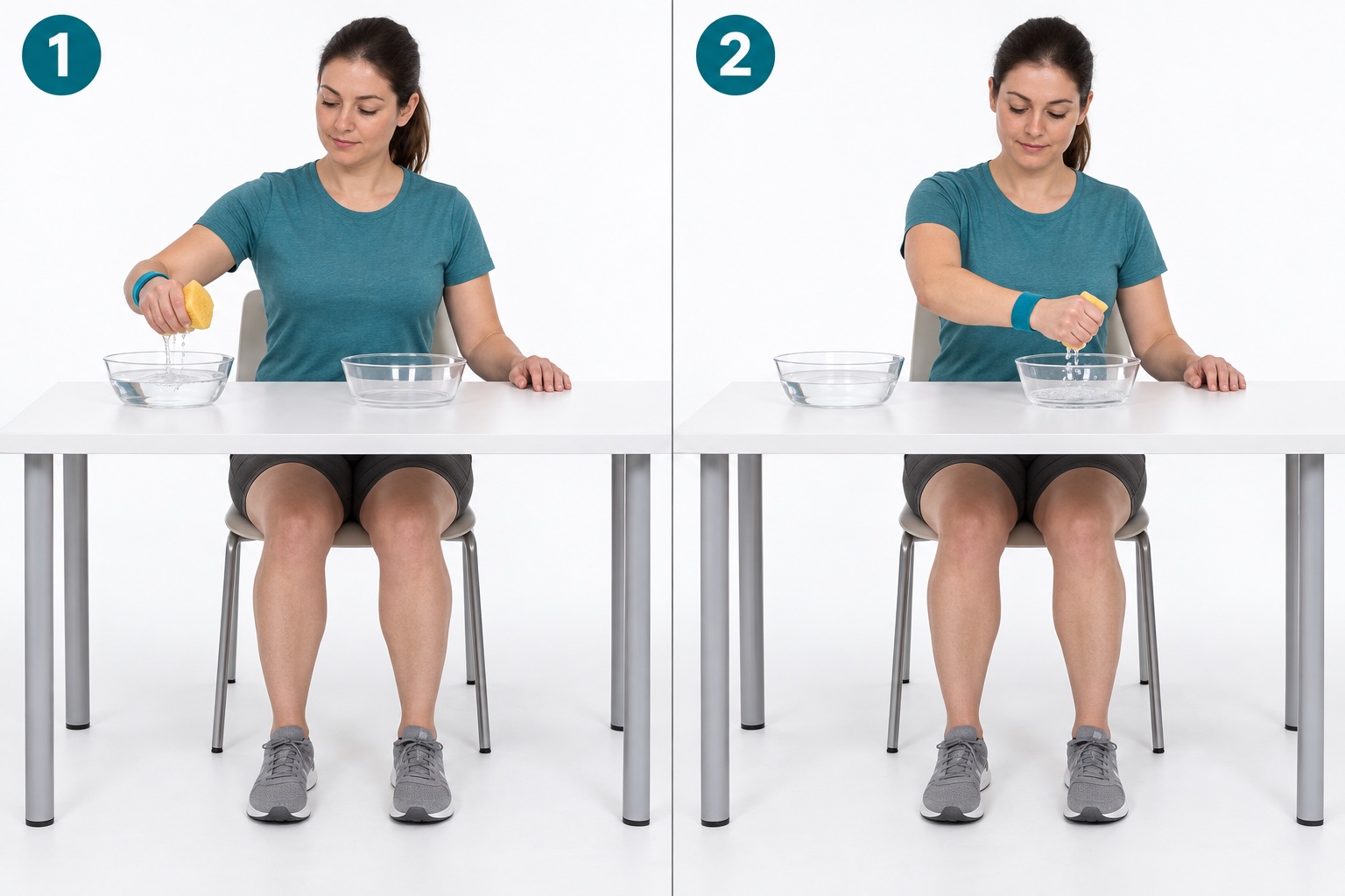 Sponge Water Transfer: start and finish positions