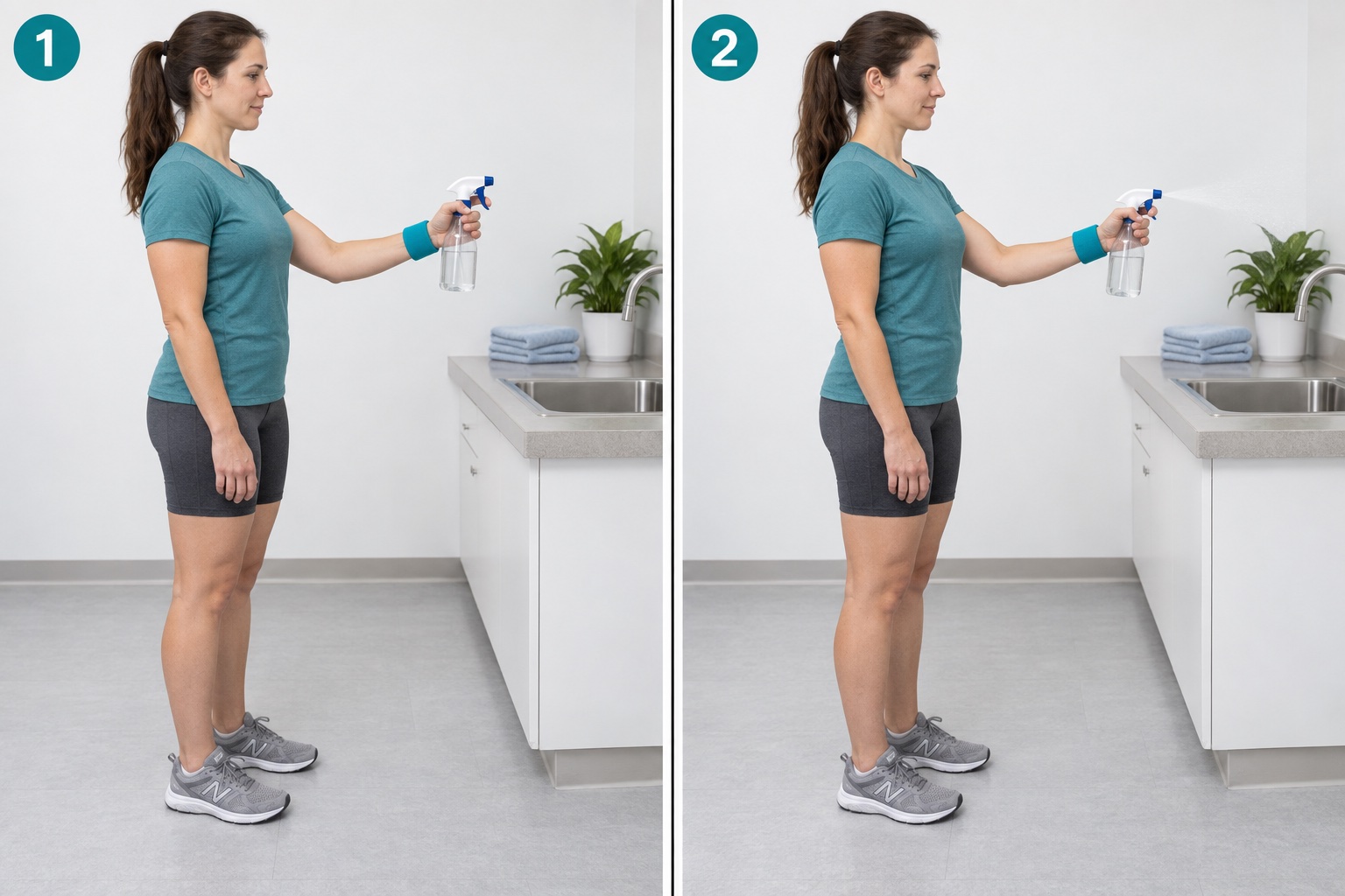 Spray Bottle Trigger Practice: start and finish positions