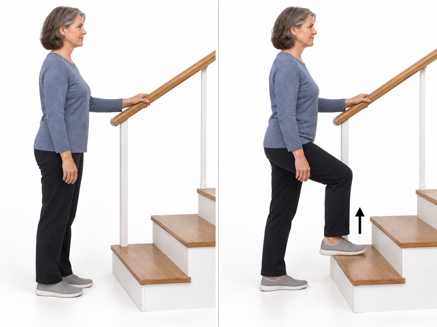Stair Ascent With One Rail: start and finish positions