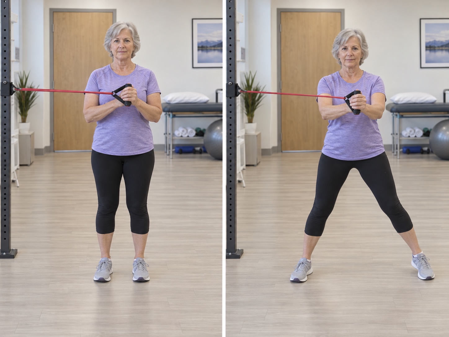 Standing Anti-Rotation Step-Out: start and finish positions